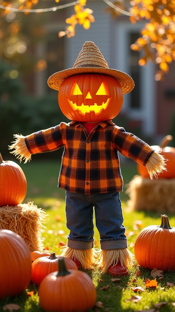 whimsical pumpkin scarecrow creation