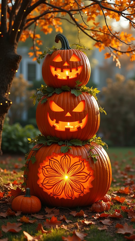 whimsical pumpkin stacking display