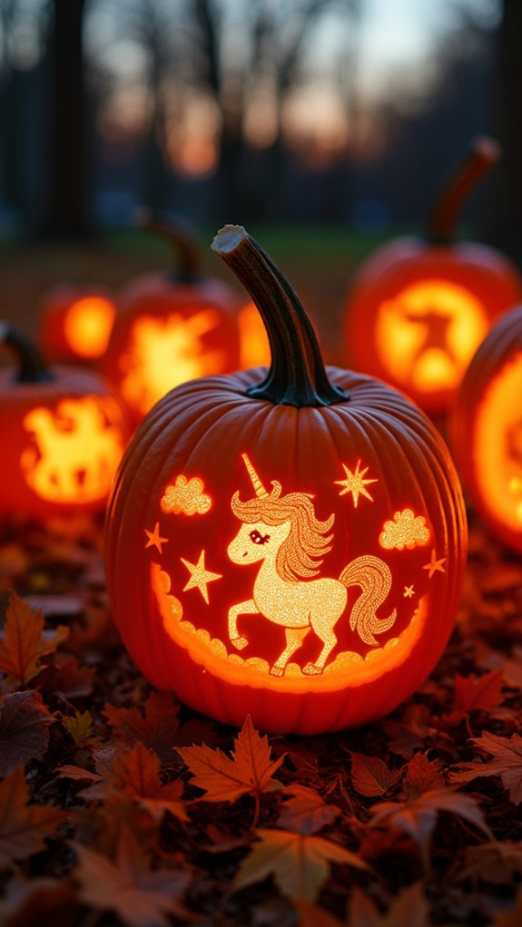 whimsical unicorn pumpkin decorations