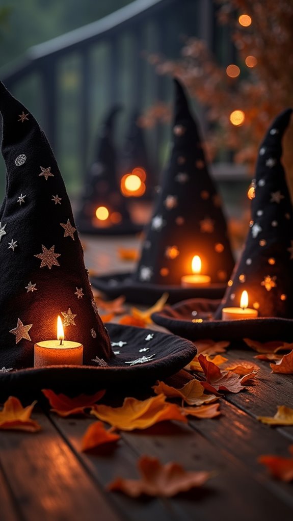whimsical witch hat lanterns
