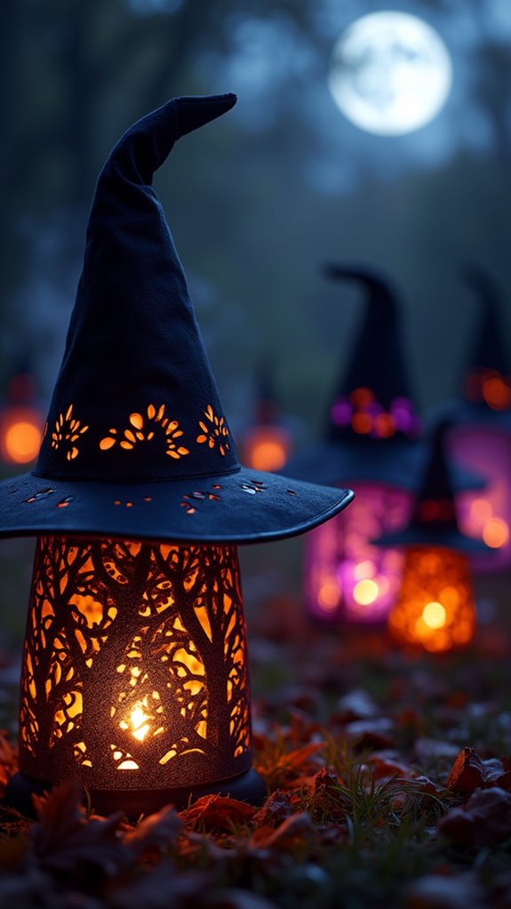 whimsical witch hat lanterns