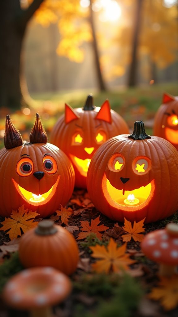 whimsical woodland creature pumpkins