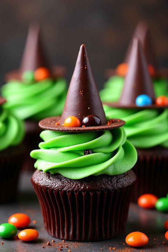 witch themed chocolate cupcakes