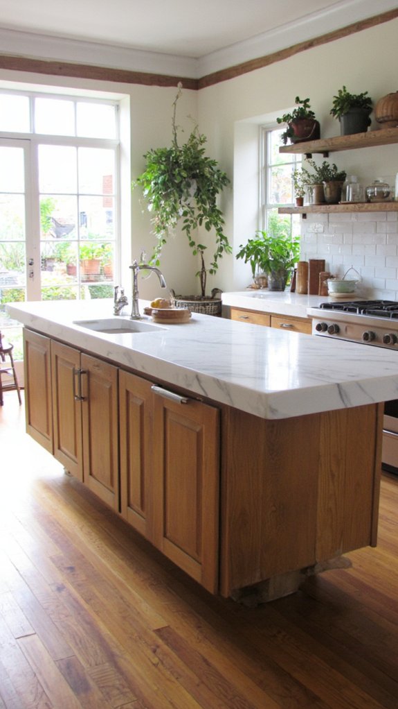 airy floating kitchen island