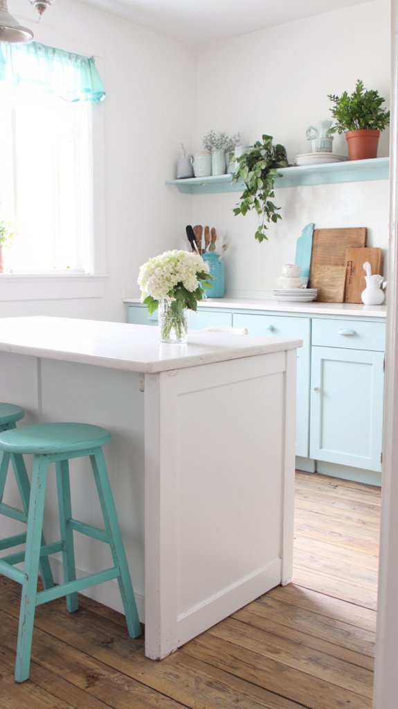 aqua accents on minimalism