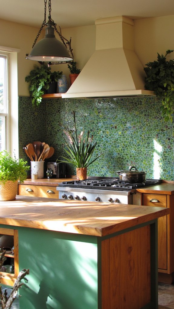 artistic green tile accents