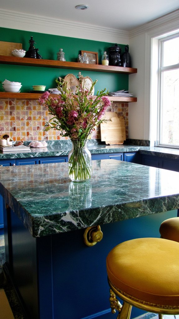 bold colored kitchen islands