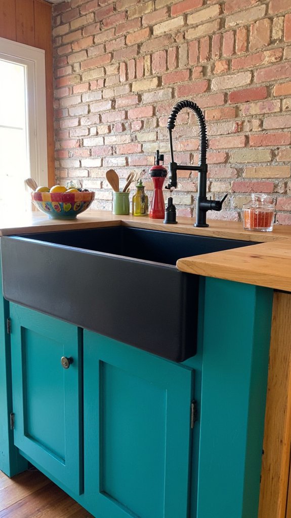 bold colorful kitchen island