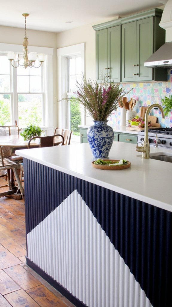 bold patterned fluted island
