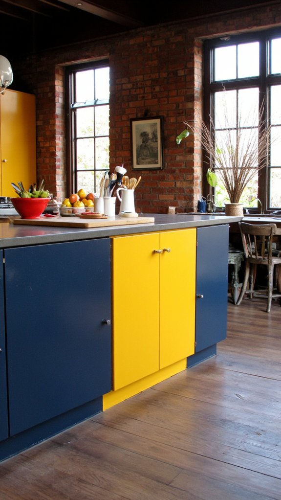 bold vibrant kitchen island