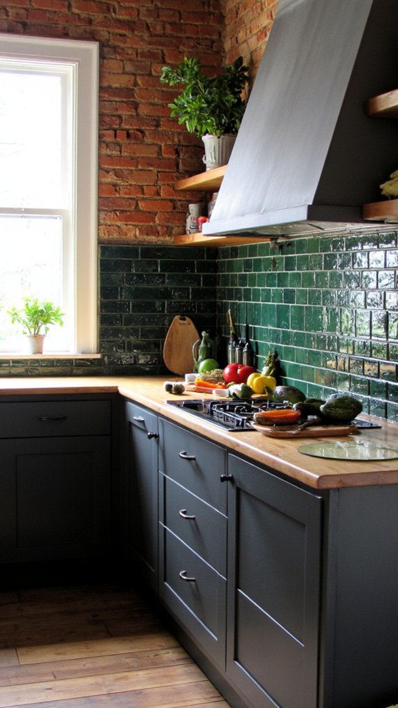 charcoal gray island backsplash