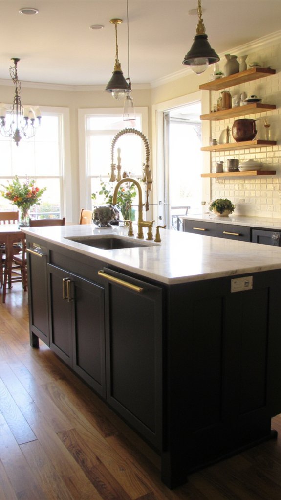 charcoal gray island elegance
