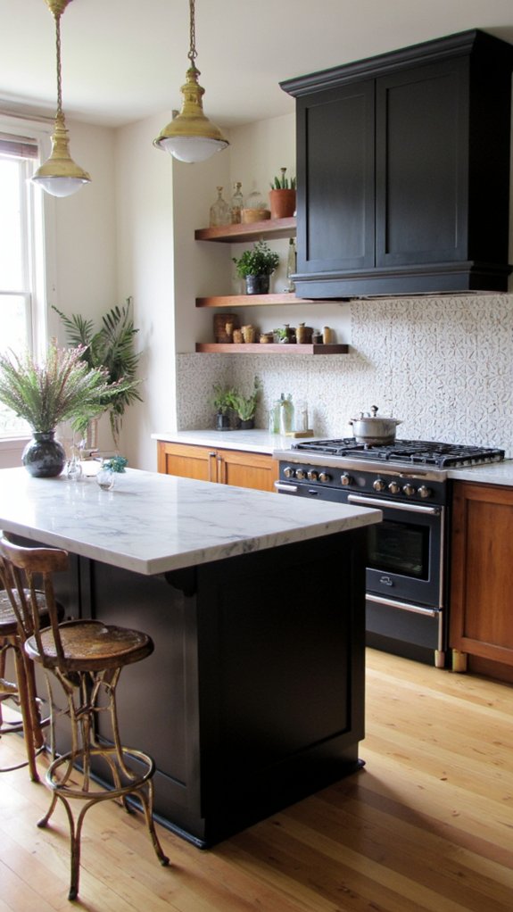 charcoal gray marble island