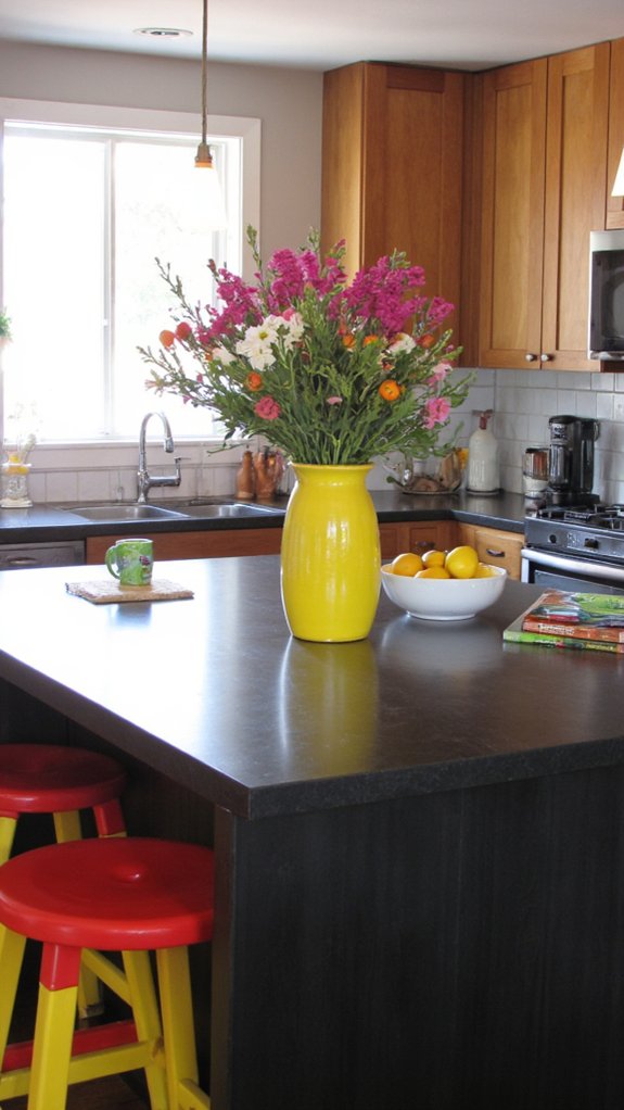 colorful accents on gray