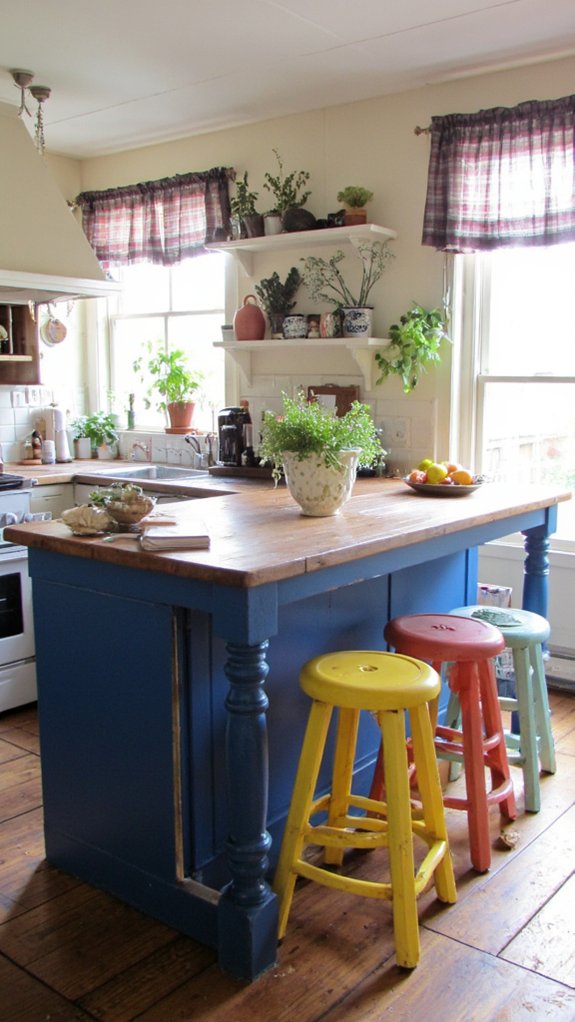 colorful stools joyful kitchen