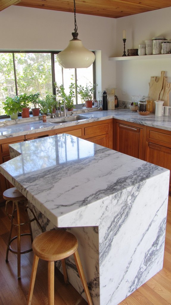 contemporary geometric marble islands