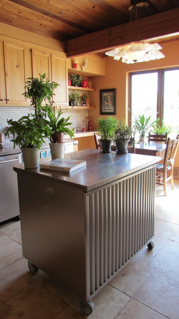 contemporary stainless steel island