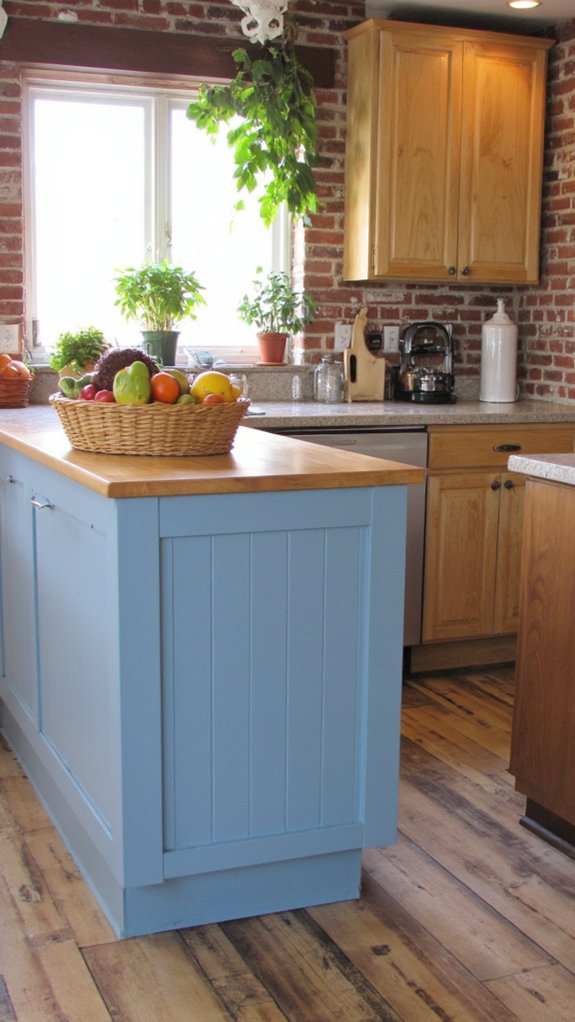 dusty blue warm wood