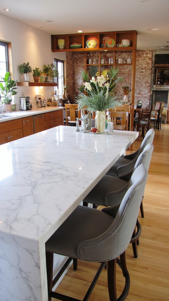 elegant marble island seating