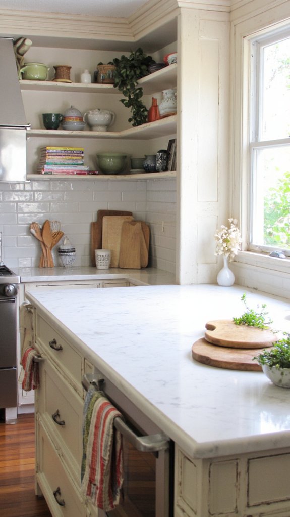 elegant marble island storage