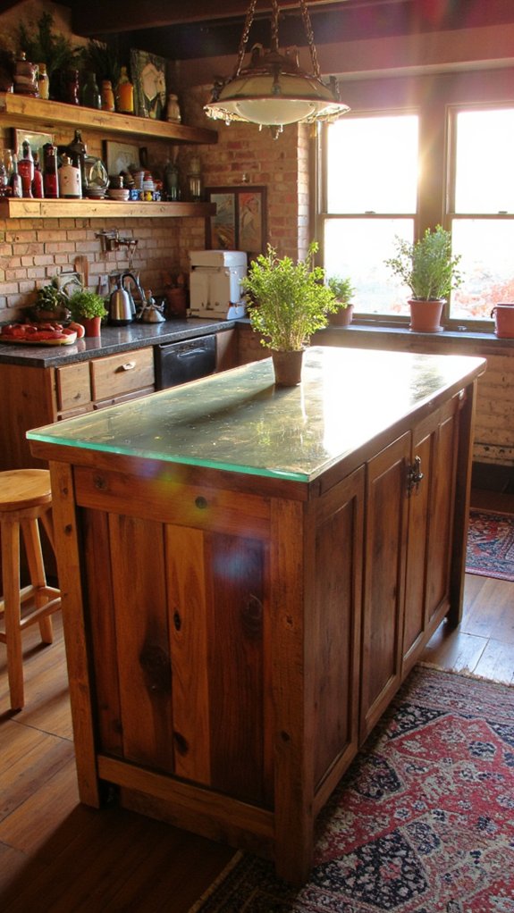 elegant reclaimed wood island