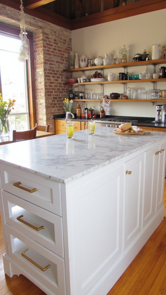 elegant white quartz island