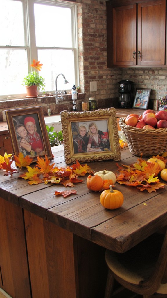 fall themed family photo display