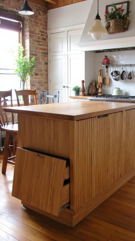 fluted island with storage