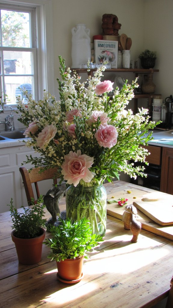 fresh flowers brighten kitchens