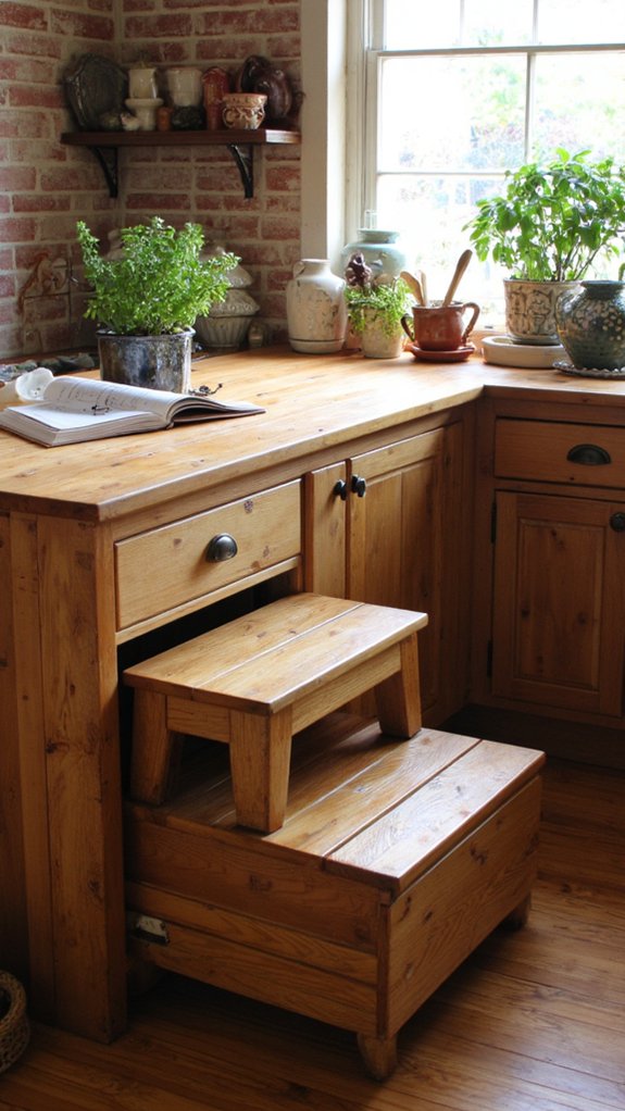 hidden step stool convenience