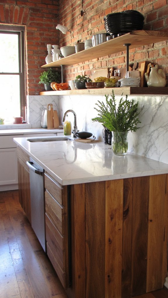 marble and wood elegance