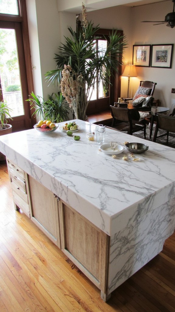 marble island waterfall edge