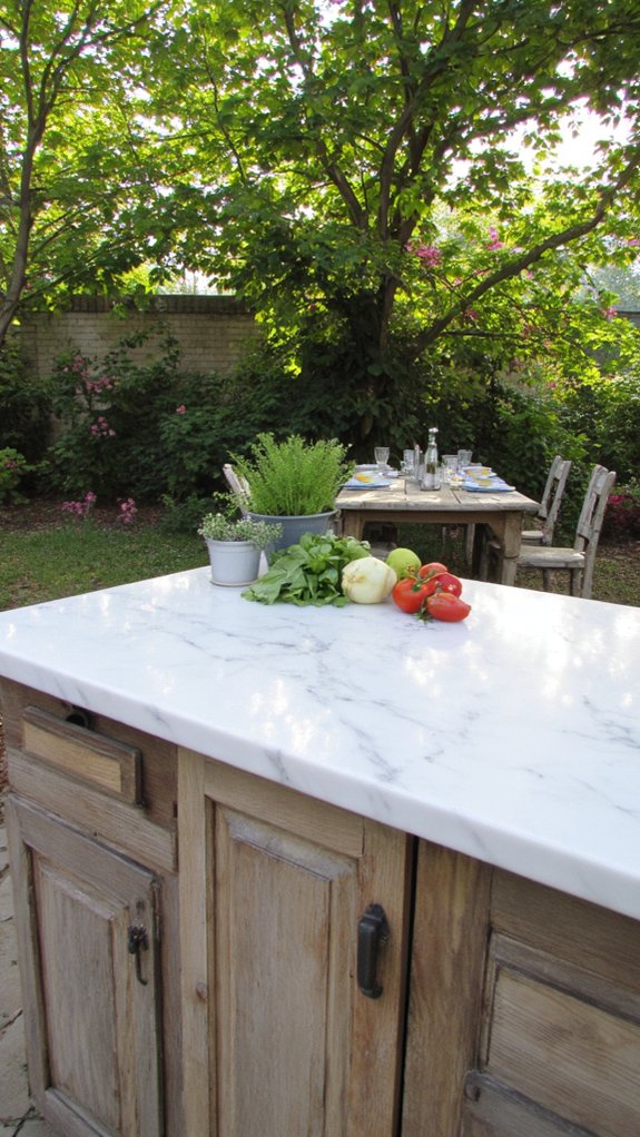 marble outdoor kitchen island