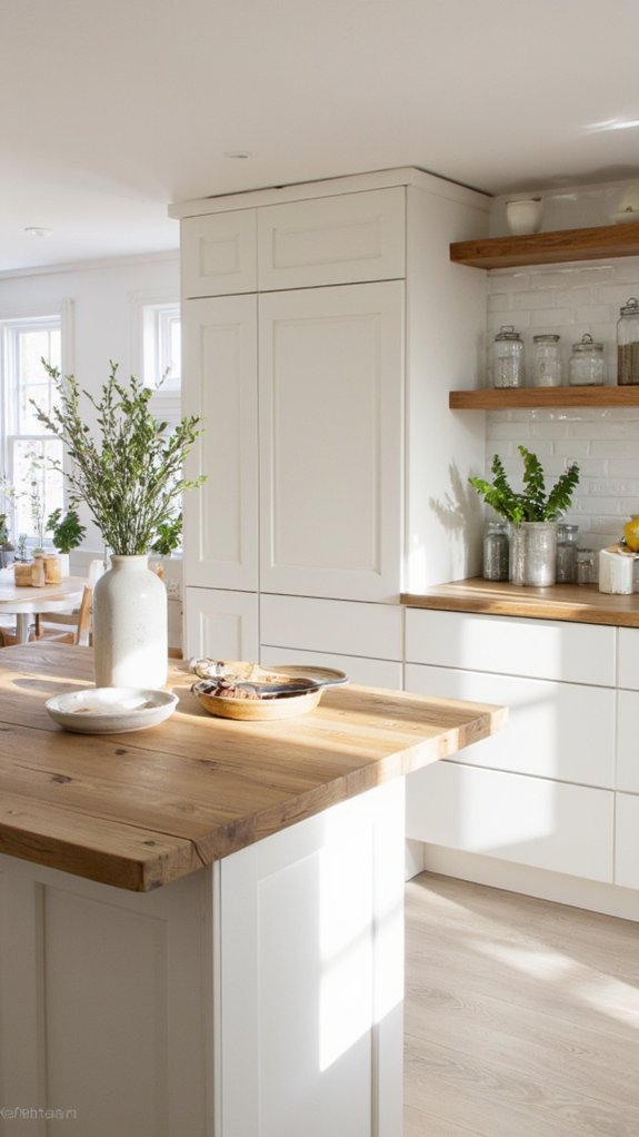 minimalist whitewashed wood islands