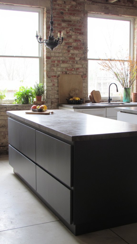 modern charcoal gray island