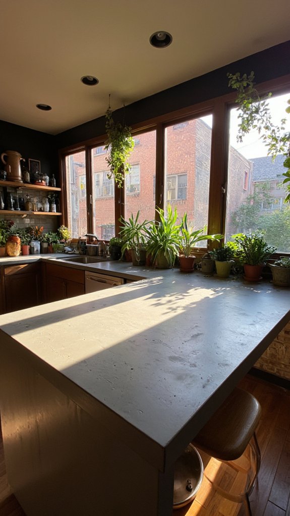 modern concrete island lighting