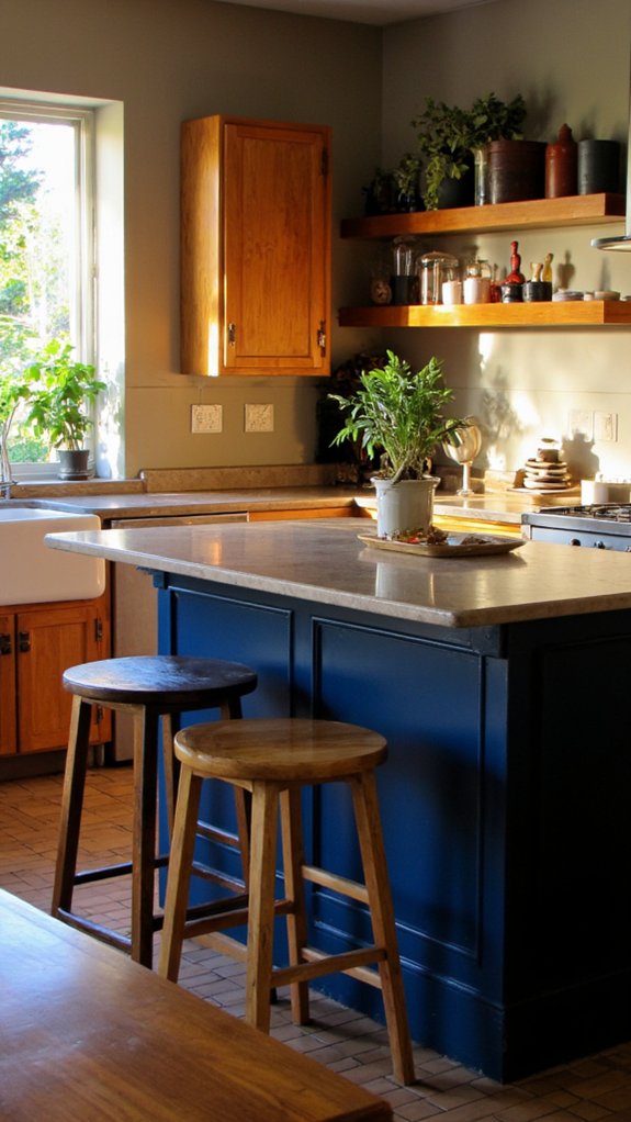 navy and wood harmony