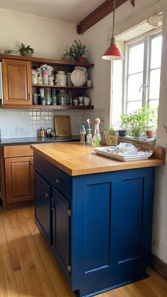 navy blue meets warm wood