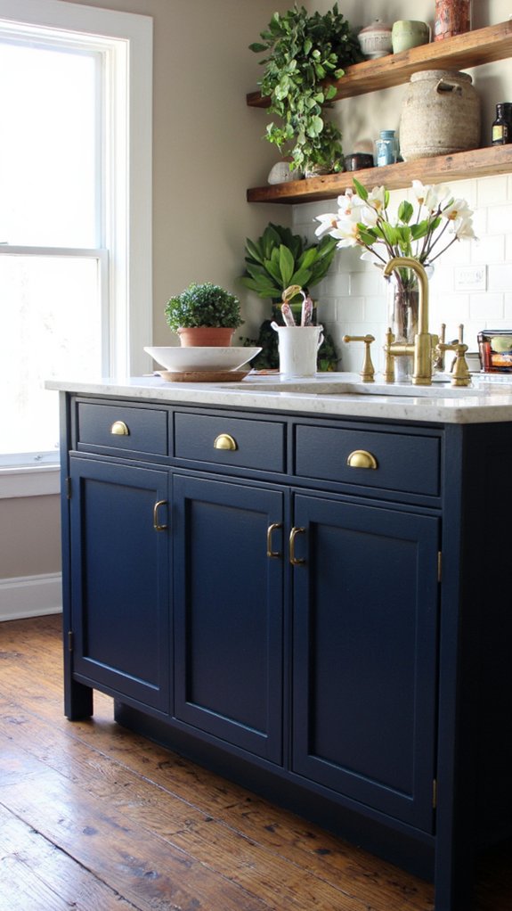 navy island with gold elegance