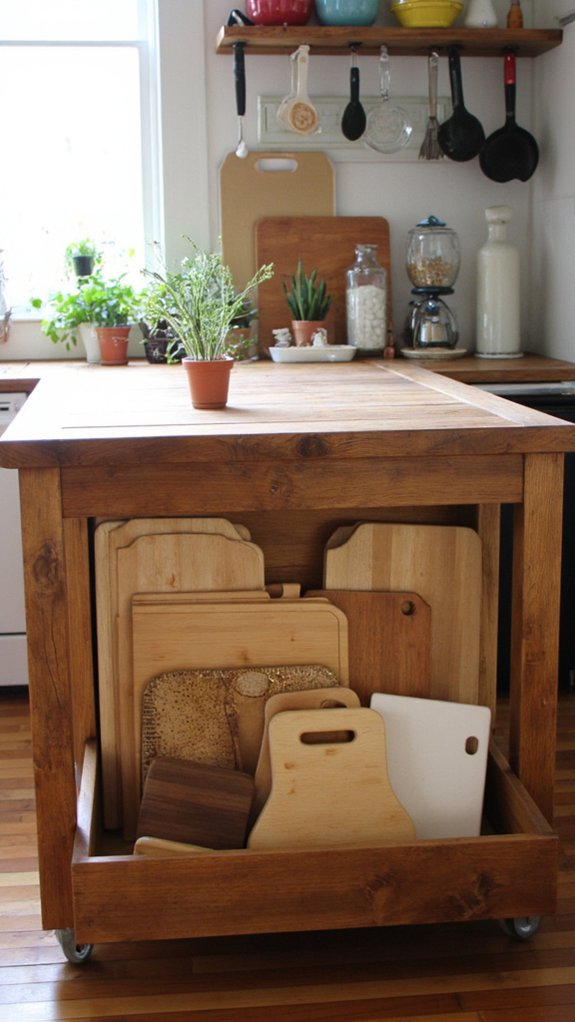organized cutting board storage