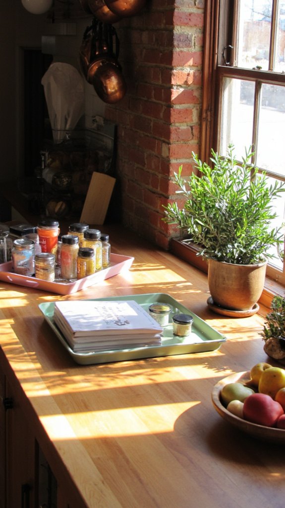 organized stylish kitchen trays