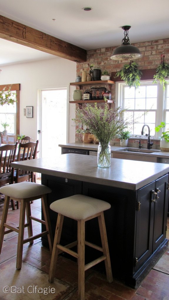 rustic black kitchen island