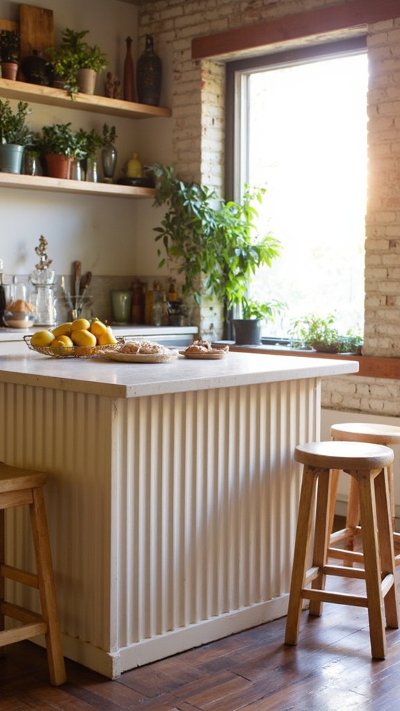 rustic island with seating