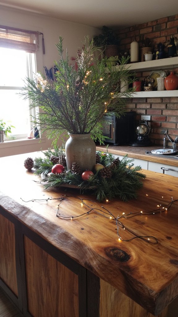 rustic wood and greenery arrangement