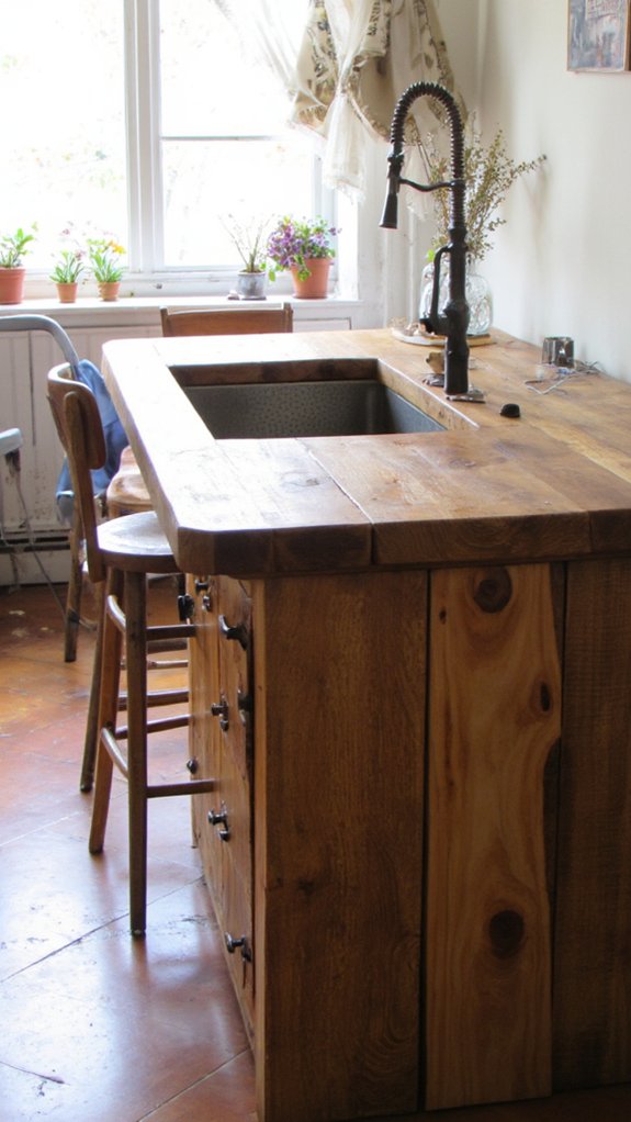 rustic wood kitchen island