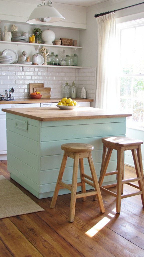 seafoam green shiplap accents