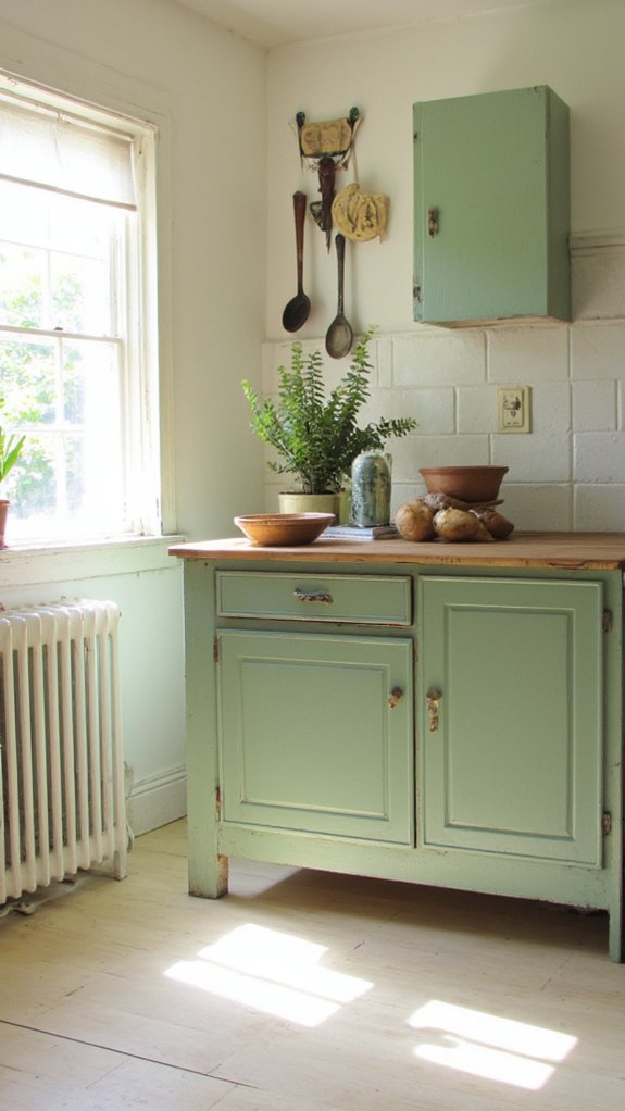 serene soft sage kitchen