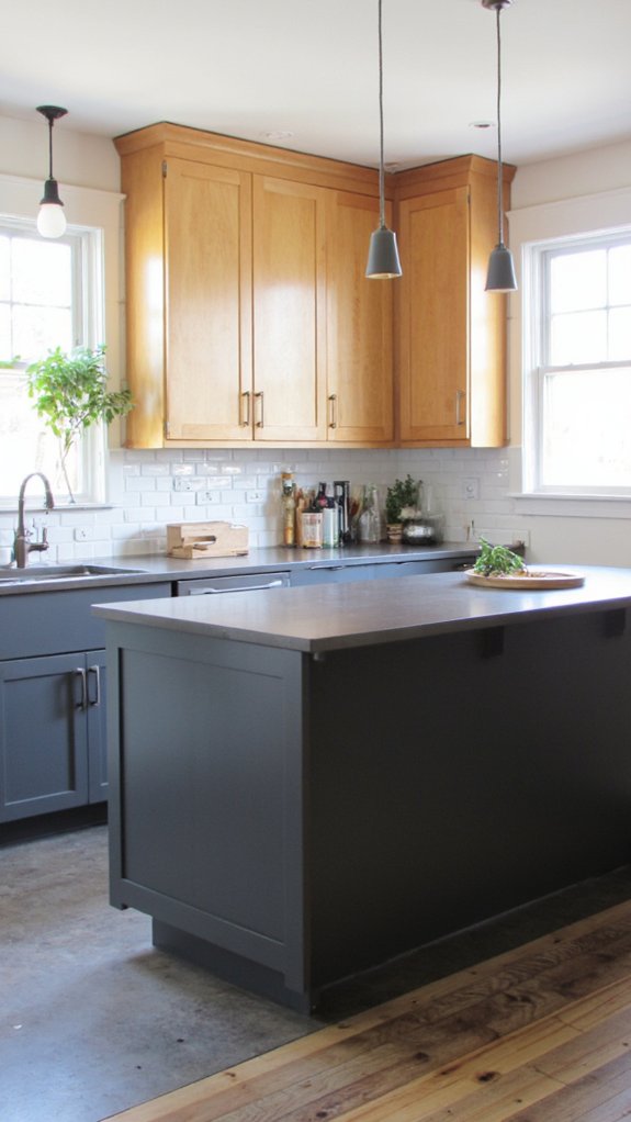 sleek minimalist gray island