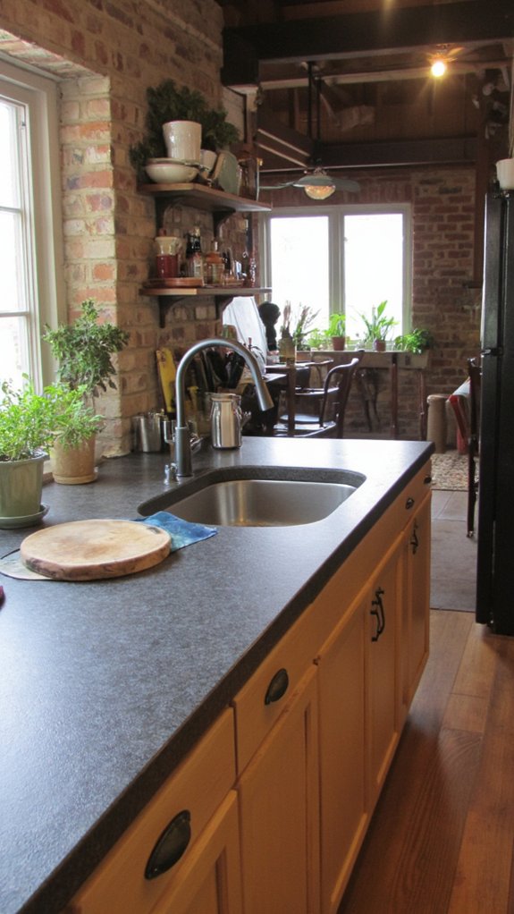 sleek modern grey island