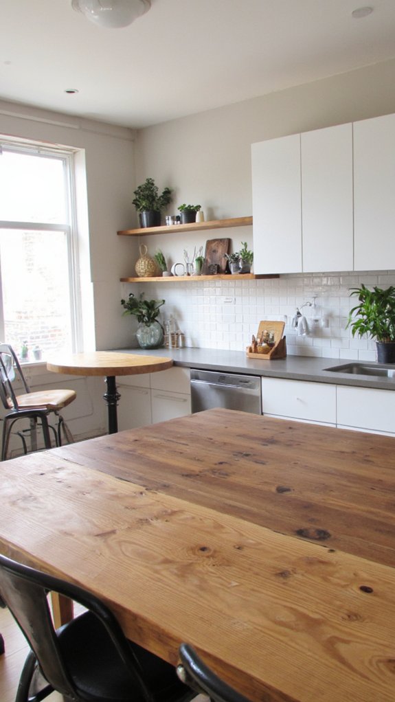 sleek reclaimed wood island